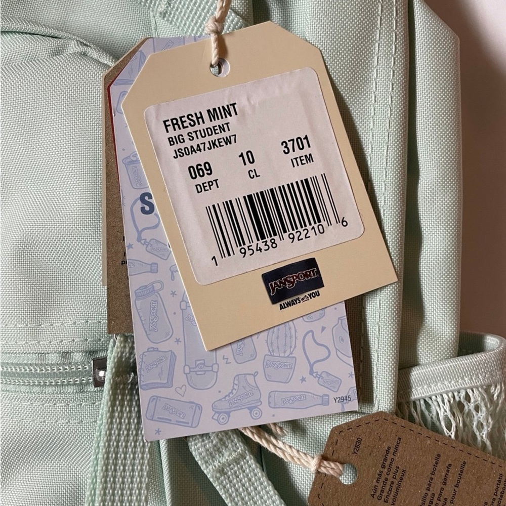 JanSport Big Student 17.5" Backpack/ Fresh Mint - Picture 2 of 5